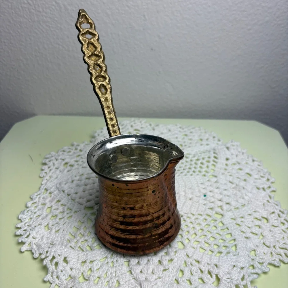 Vintage Copper Turkish Coffee Pot Cezve Ibrik Boho Hammered